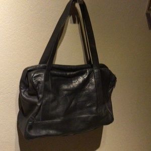 Soft leather black tote bag